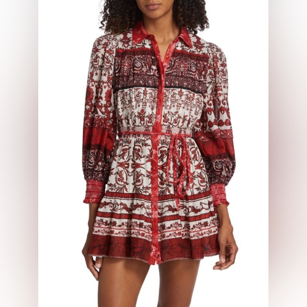 🖤 ALICE + OLIVIA TIFFIE COTTON BELTED MINI DRESS